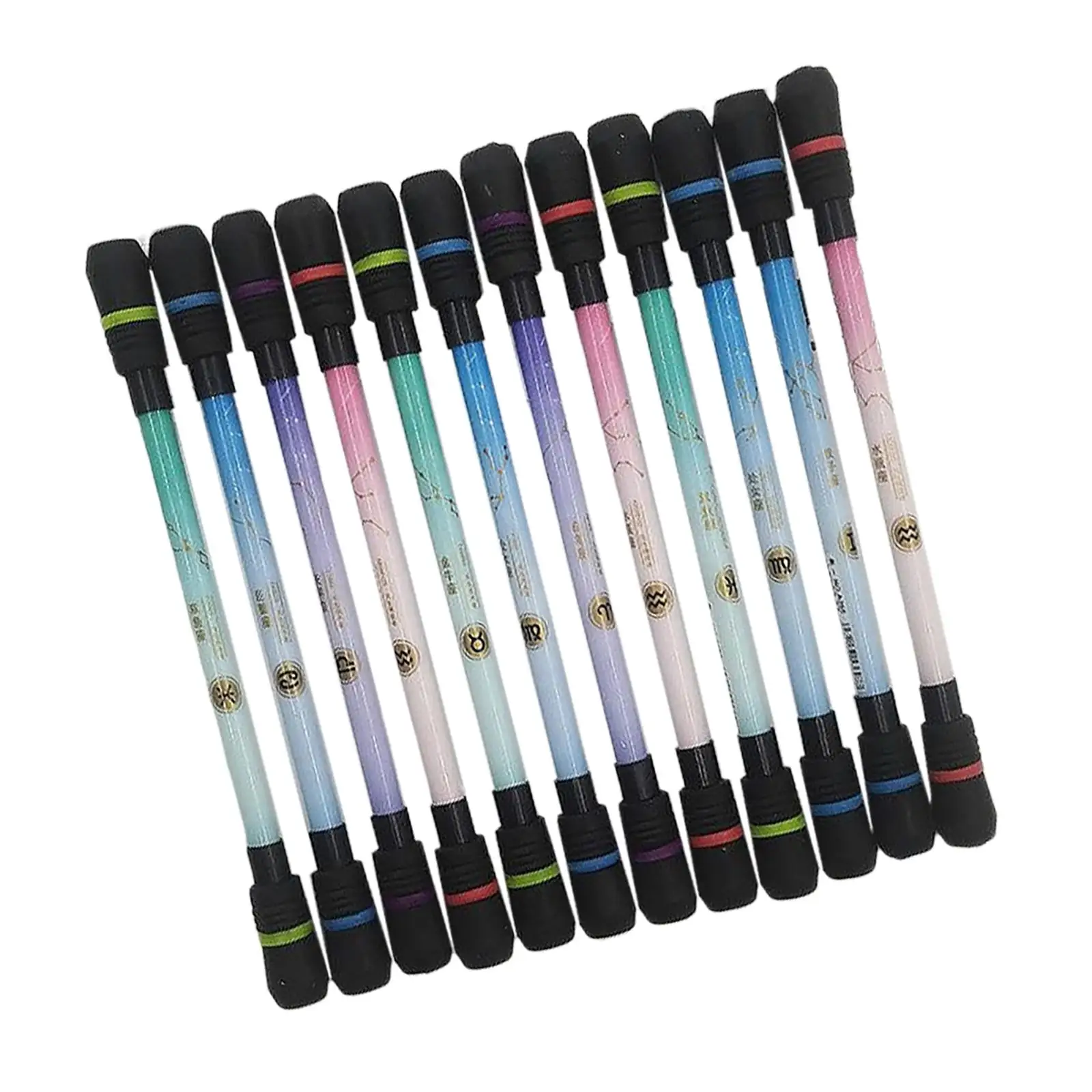12 Pieces  Pen Rolling Rotating Students Writing Non  Black/Blue Refill Trick  Supplies Ballpoint Pen Professional Gaming