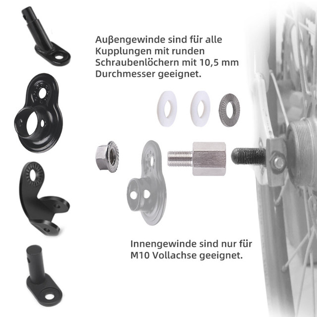 Adaptateur D'Essieu Universel M10x1.0 Pour Remorque Vélo - Extension Axe Arrière EMTB