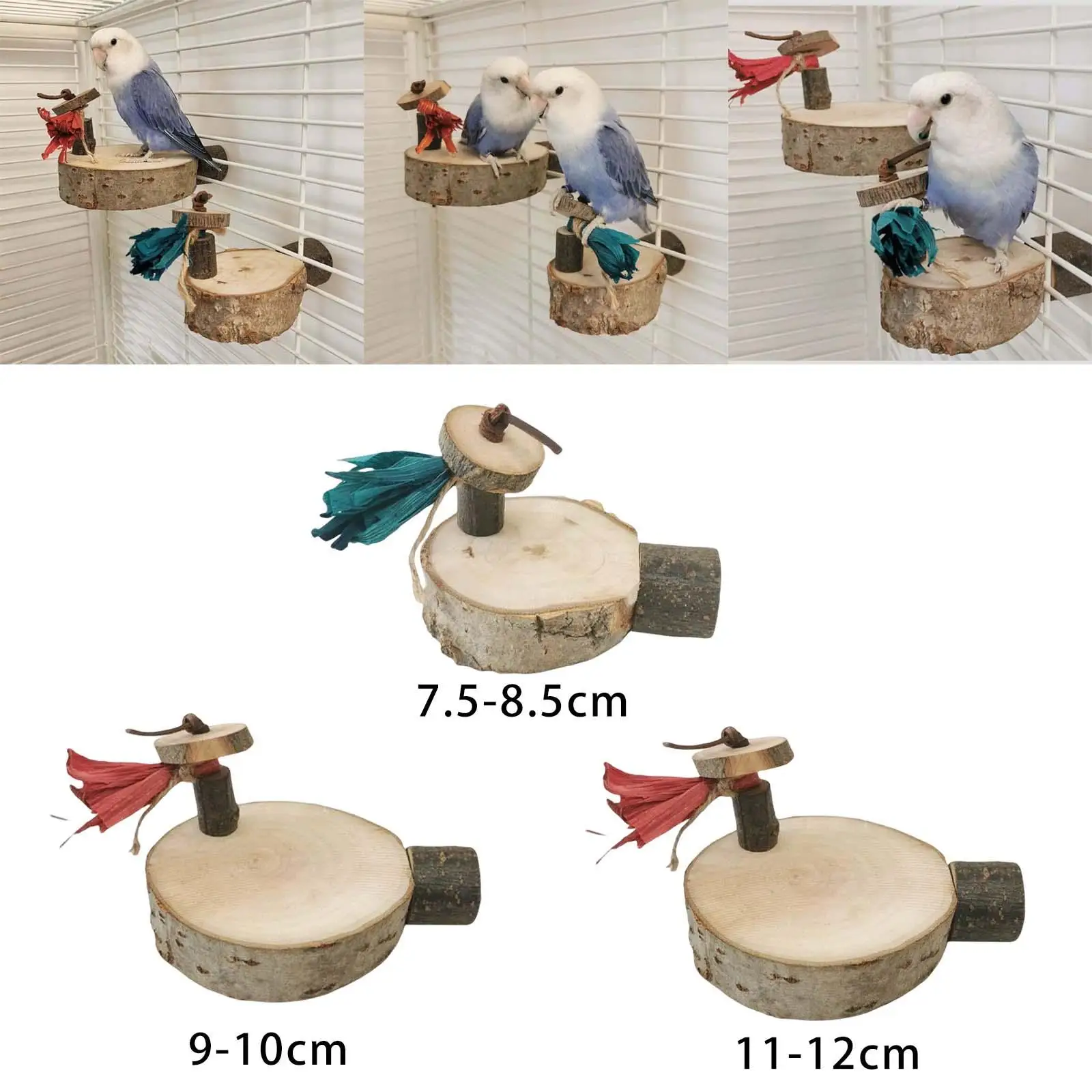 Natural Wood Parrot Perch Stand Cage Accessories Rack Platform Bird Perches for Parakeets Lovebirds Budgies Conure Play Toy