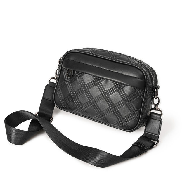 ショルダーバッグ GCDS Men Messenger Bags FW21M010049 02 BLACK Man BLUE Messenger Bag in Fabric and Leather Mini