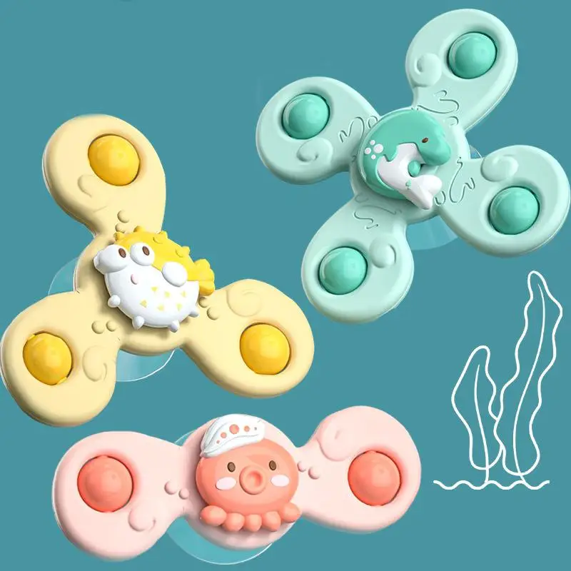 Interesting Baby Bath Toys Suction Cup Spinning Top Toy Turntable Kids Gift