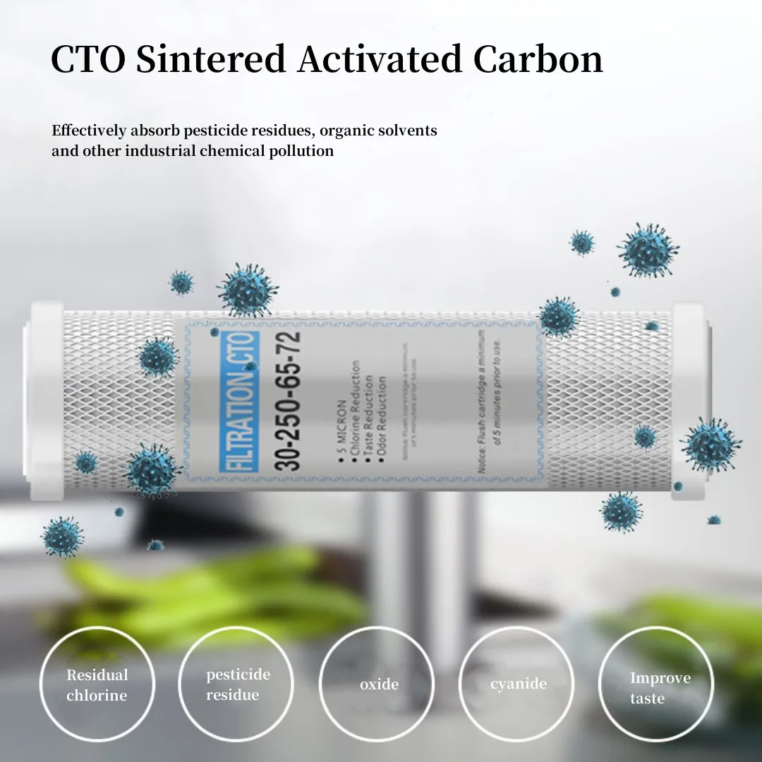 Description Picture 3 of item2Pcs Universal Water Filter 10 Inch CTO Compressed Activated Carbon Cartridge Replacement Kitchen Drinking Treatment System