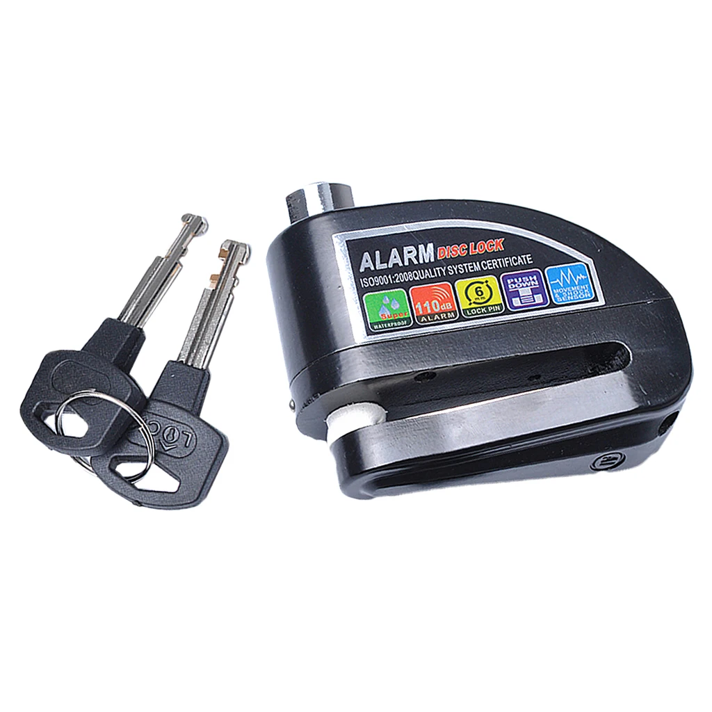 Anti Thief Wheel Disc Brake Lock with 10dB Alarming System for Motorbike Motorcycle  Black