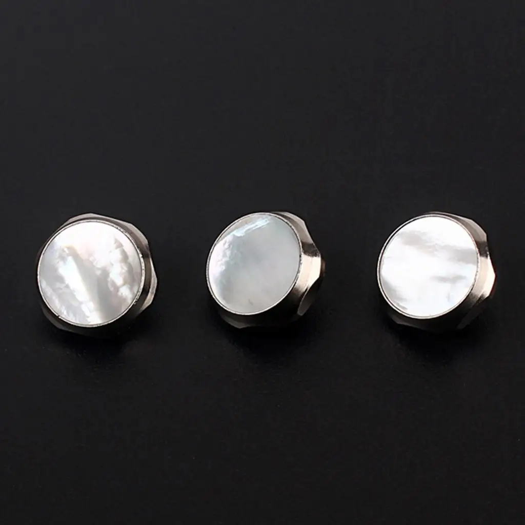 3 Pieces Alloy Shell Inlays Trumpet Finger Buttons Brass Instrument Accessories, White