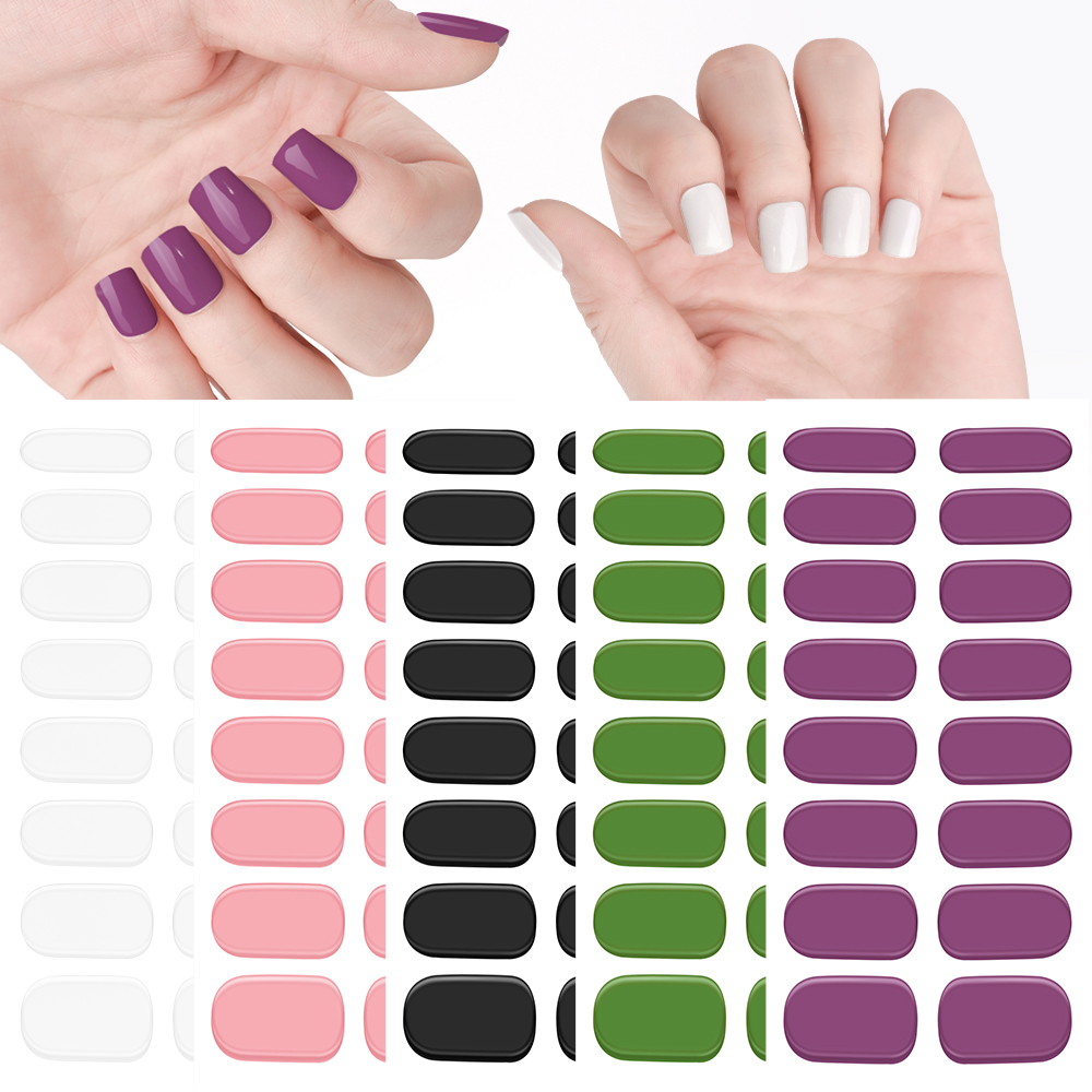 Best of 20Colors Semi-Cured Gel Nail Wraps Sticker Long Lasting White Black Adhesive Sticker Full Cover Gel Nail Decals For UV Lamp Need Reviews & Tips