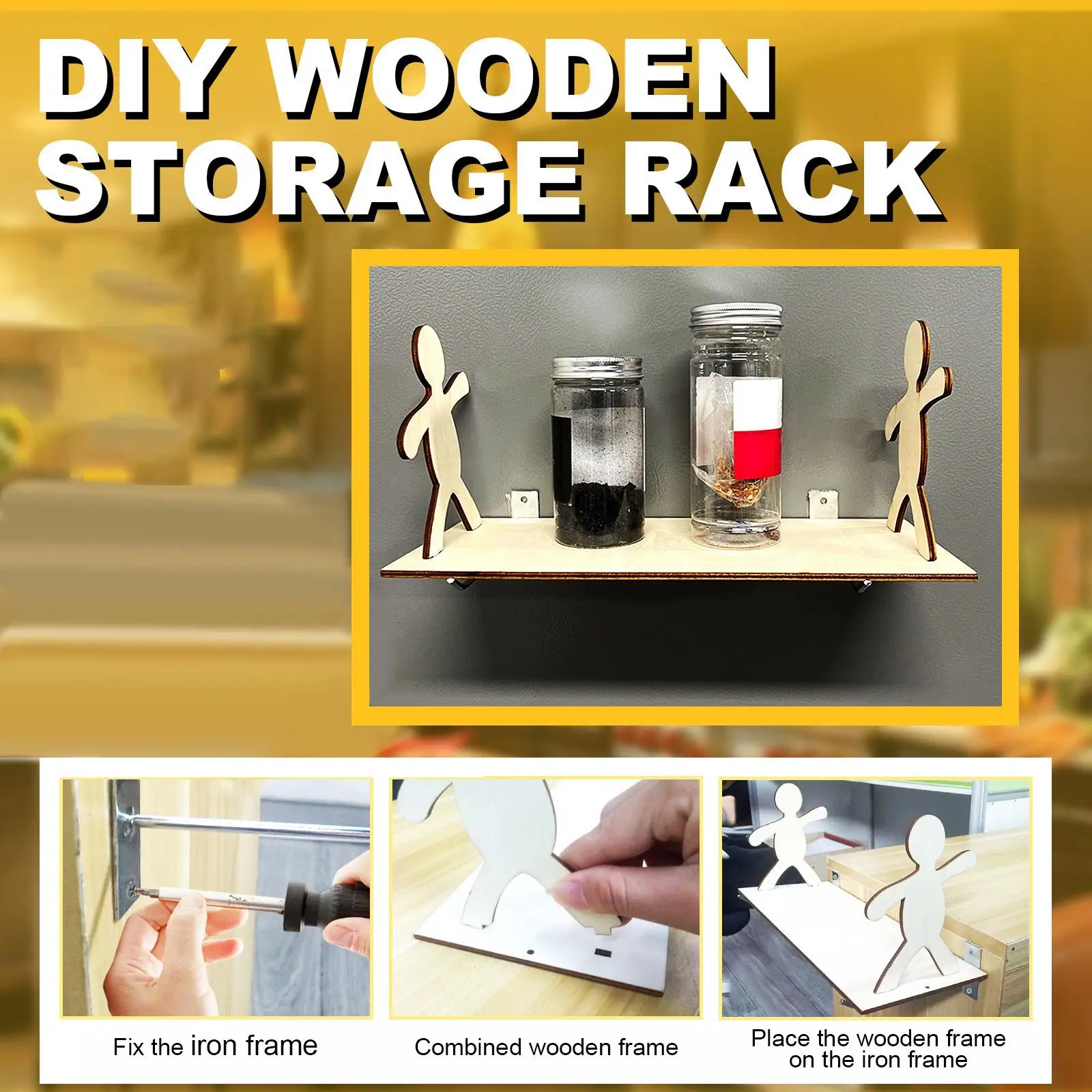 DIY Wood Storage Display Rack Holder Good Texture Unique Versatile Use Fine Workmanship