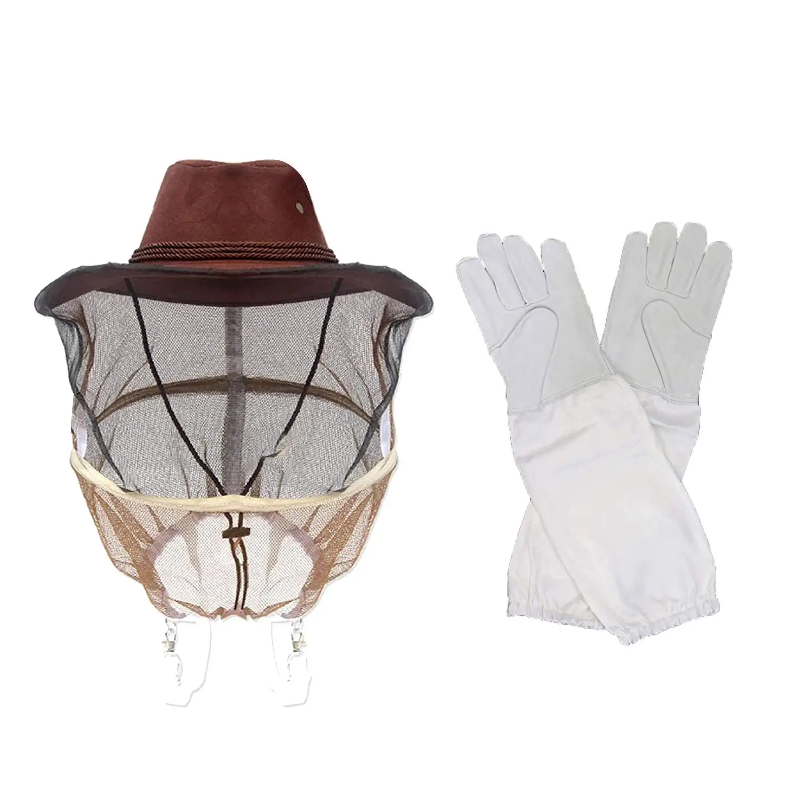 Beekeeper Cowboy Hat with  and Gloves Anti Bee for Men Women Protection