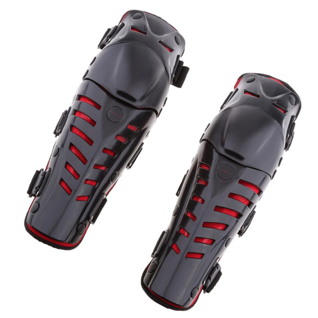 Motorcycle ATV Motocross Adjustable Elbow Knee Shin Guard Pad   for Motorbike Mountain Biking, Red