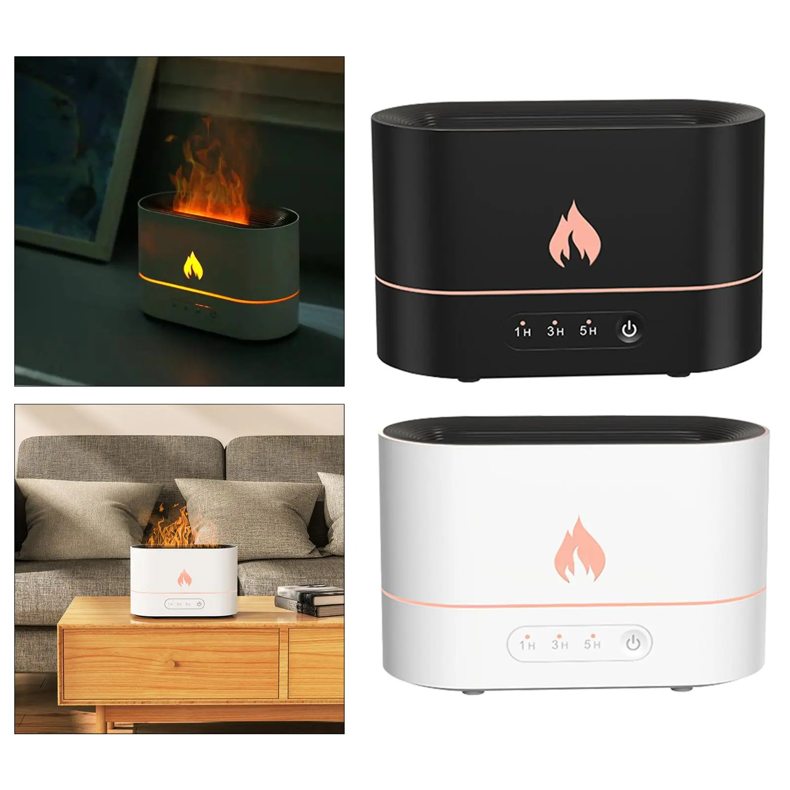  Air Humidifier Auto-Shut Off 3D Flame  Aroma Aromatherapy Diffuser USB Silent for Living Room Desktop Yoga  SPA