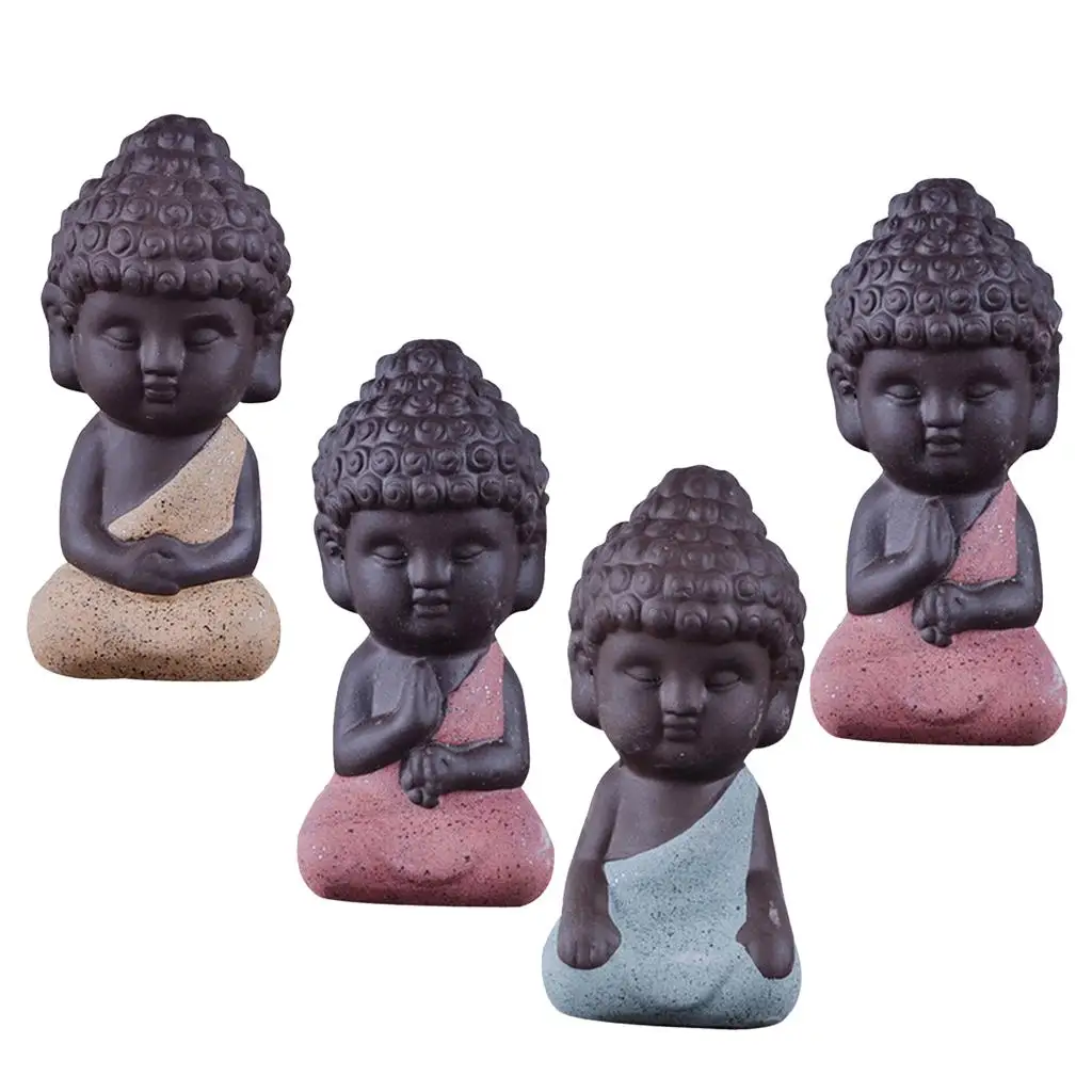 Set of 4, Little Buddha Statue   Tea Table Pet Figurine Home Ornament