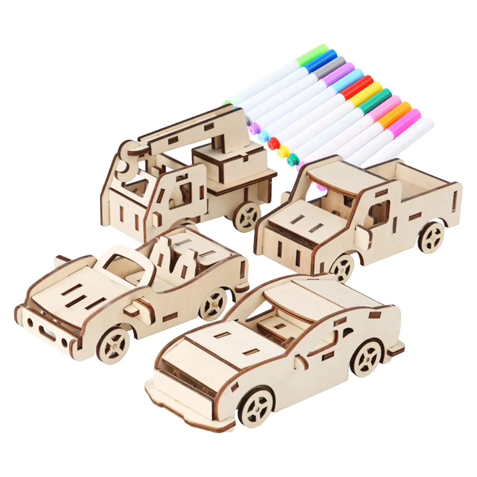 Model Car Kits Game Creative 3D Puzzle Paper Model DIY 3D Jigsaw Puzzle Toys Set of 4 for Festival Party Girls Boys Kids Adults