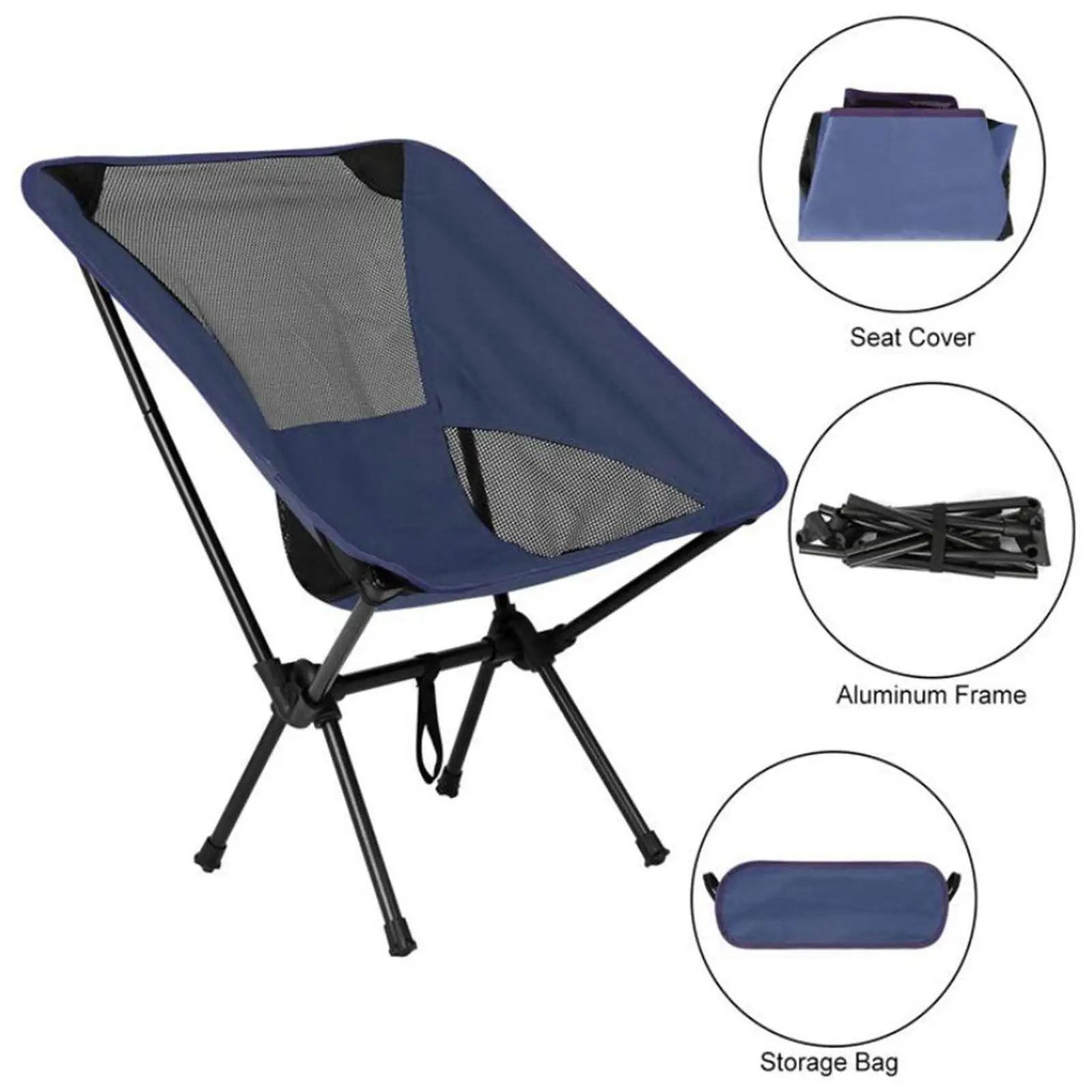 Oxford Cloth Folding Chair Heavy Duty Backrest Seat for Camping Fishing BBQ Backpacking Beach Painting