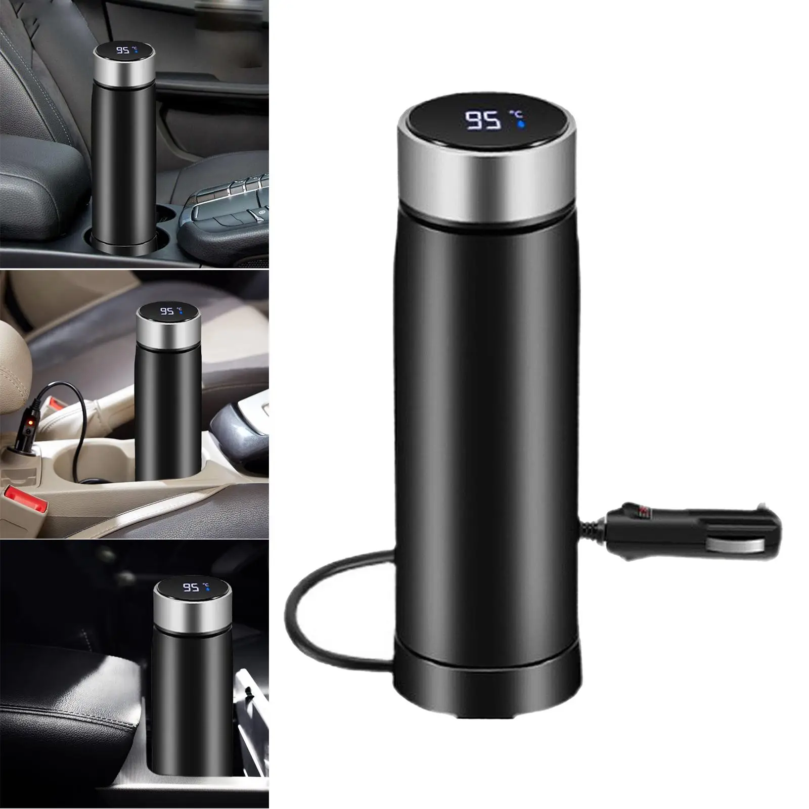 Portable Car Heating Cup Car Heated Mug Tumbler Smart Cup Heater Electric Heated Travel Mug for Coffee Milk Water Warmer Travel