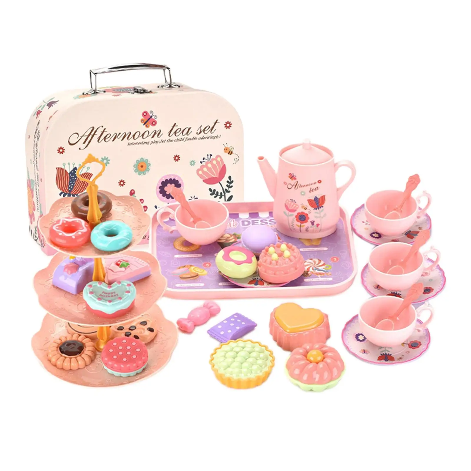 Play House Kitchen Afternoon Tea Montessori Toy,Girl DIY Pretend Role
