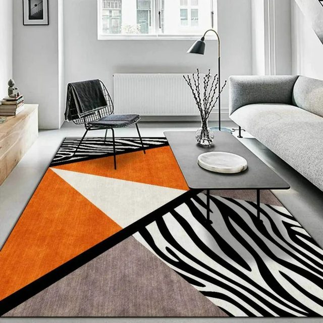 Modern Nordic Minimalist Geometry Black and White Striped Orange Living  Room Bedroom Bedside Carpet Floor Mat 카펫 - AliExpress