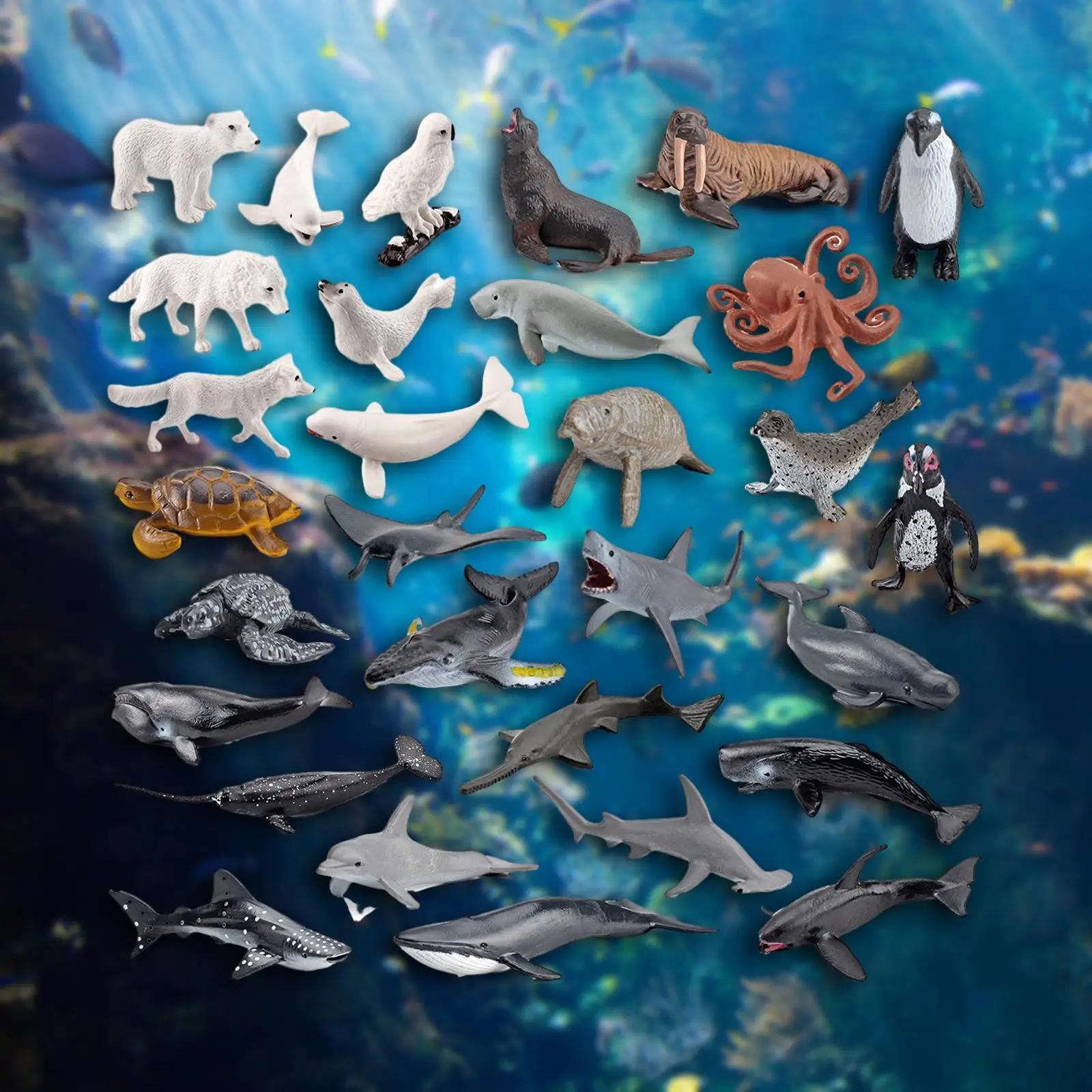 30Pcs Sea Animals Figures Toys for Birthday Christmas Party Decoration