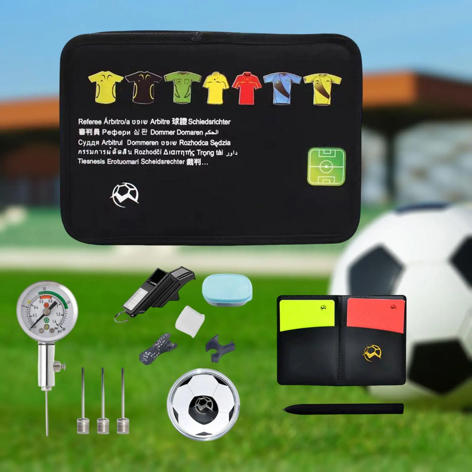 Soccer Referee Accessory Bag Pressure Gauge Carrying Bag Lanyard Professional Case for Football Boys Youth Training