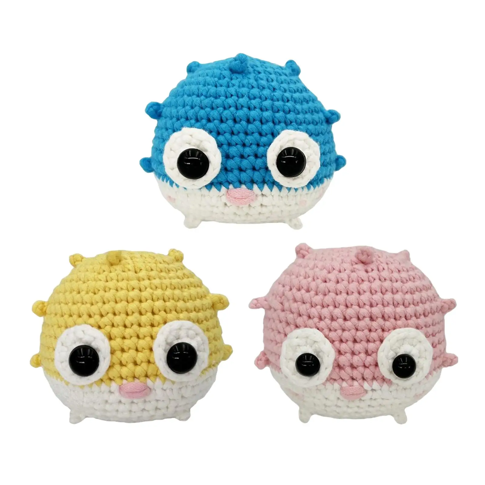 Doll Crochet for Beginners Starter Classic Rabbit Fish Hand Knitting Toy DIY Puffer Fish Doll Crochet for Birthday Gift