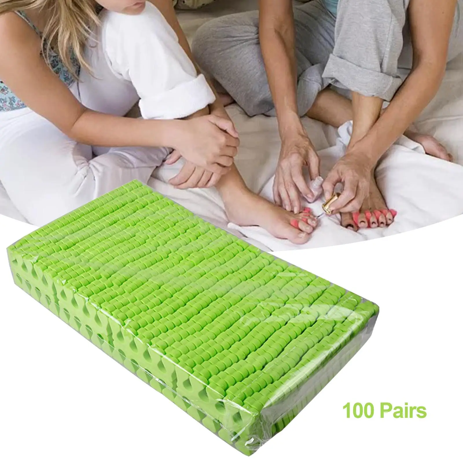 Nail Art Toe Separator Sponge Splitting Device Green Fingers Separators for Manicure Home Use Old Teen Pedicures 100 Pairs
