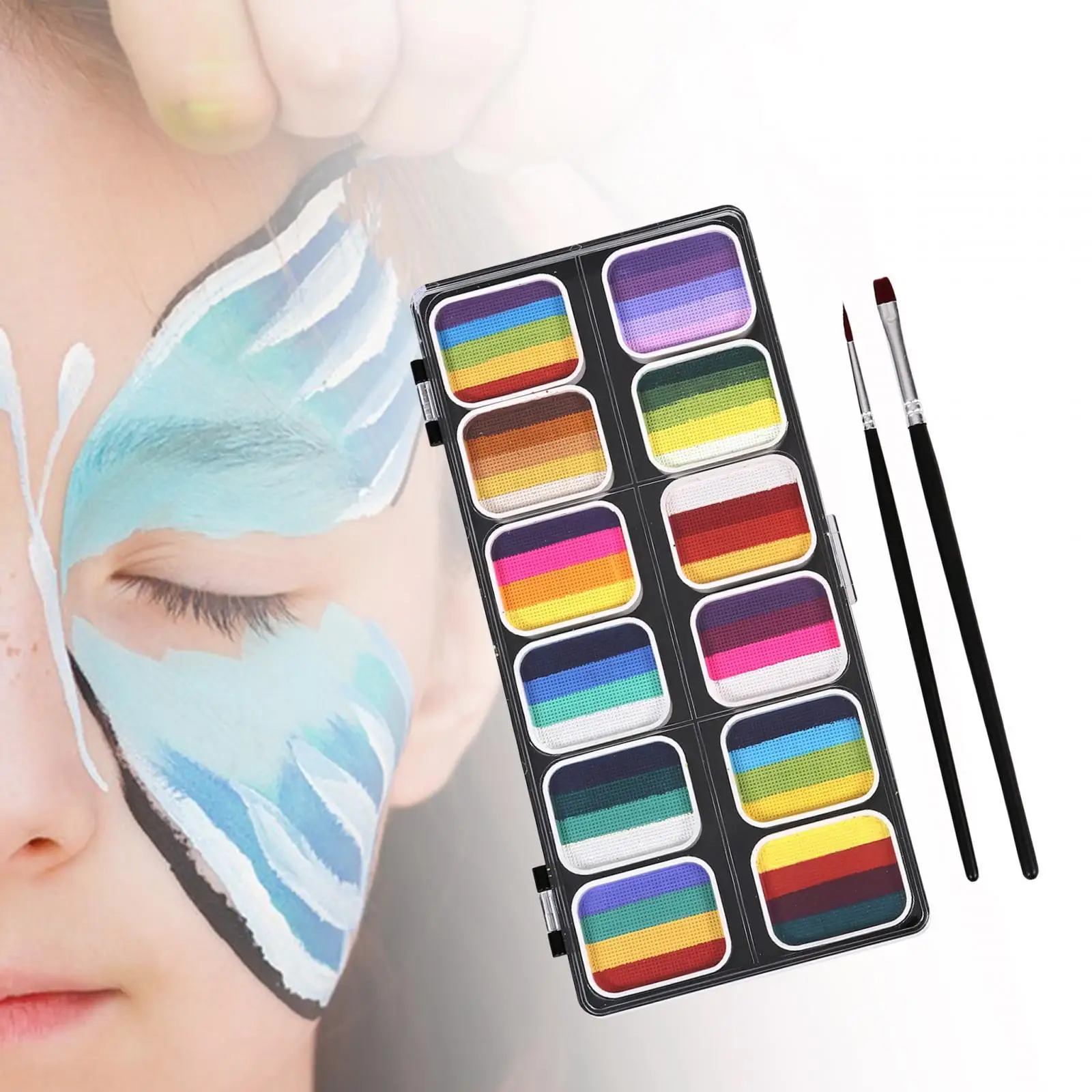 Face Paint Palette Makeup Kit 12 Water based Paints for Kid Adult Practical Professional Face Painting Set Washable