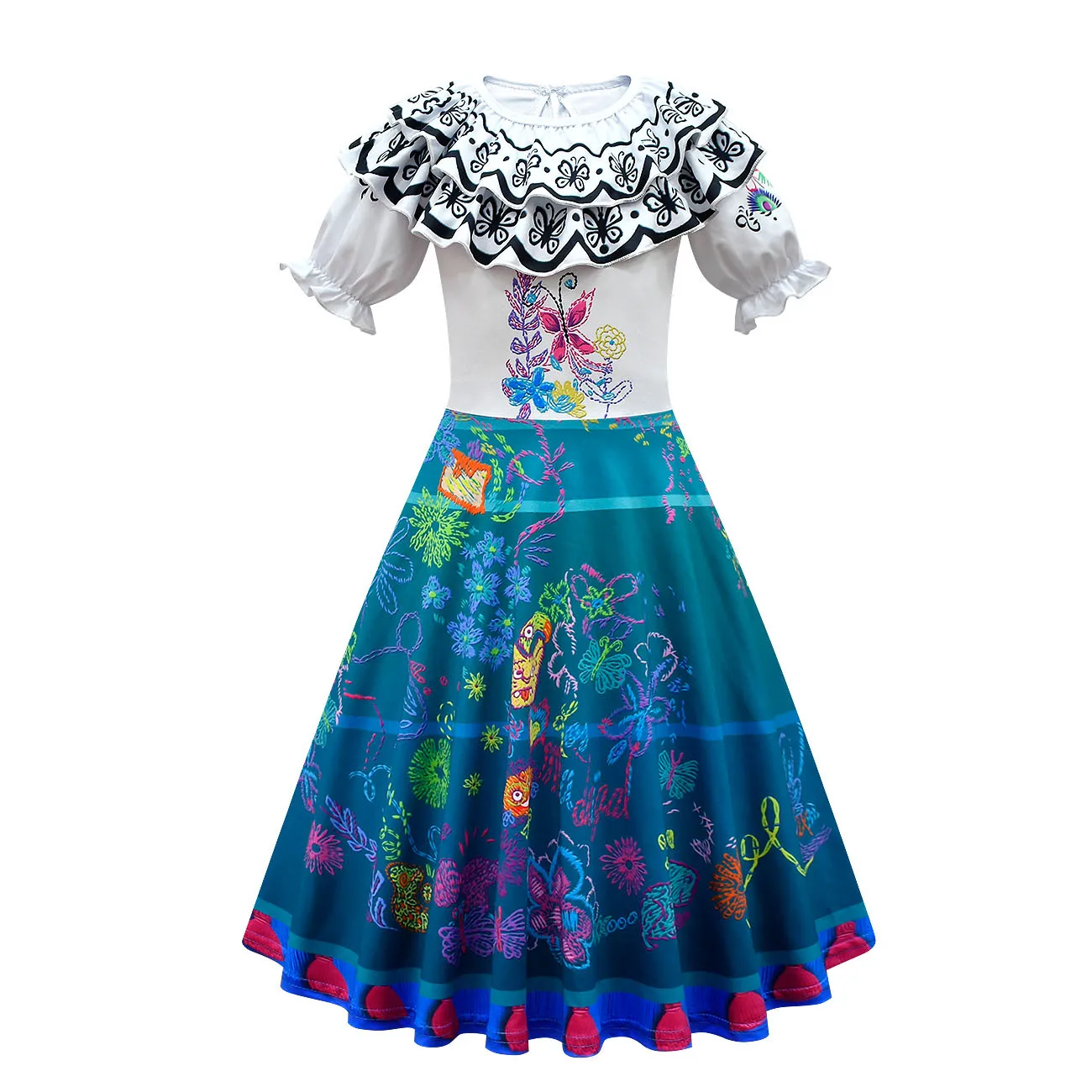 Girls Costume Encanto Princess Dress Mirabel Kids Cosplay Dresses Short Sleeve Cartoon Clothing Children Party Birthday Outfits clothing sets baby