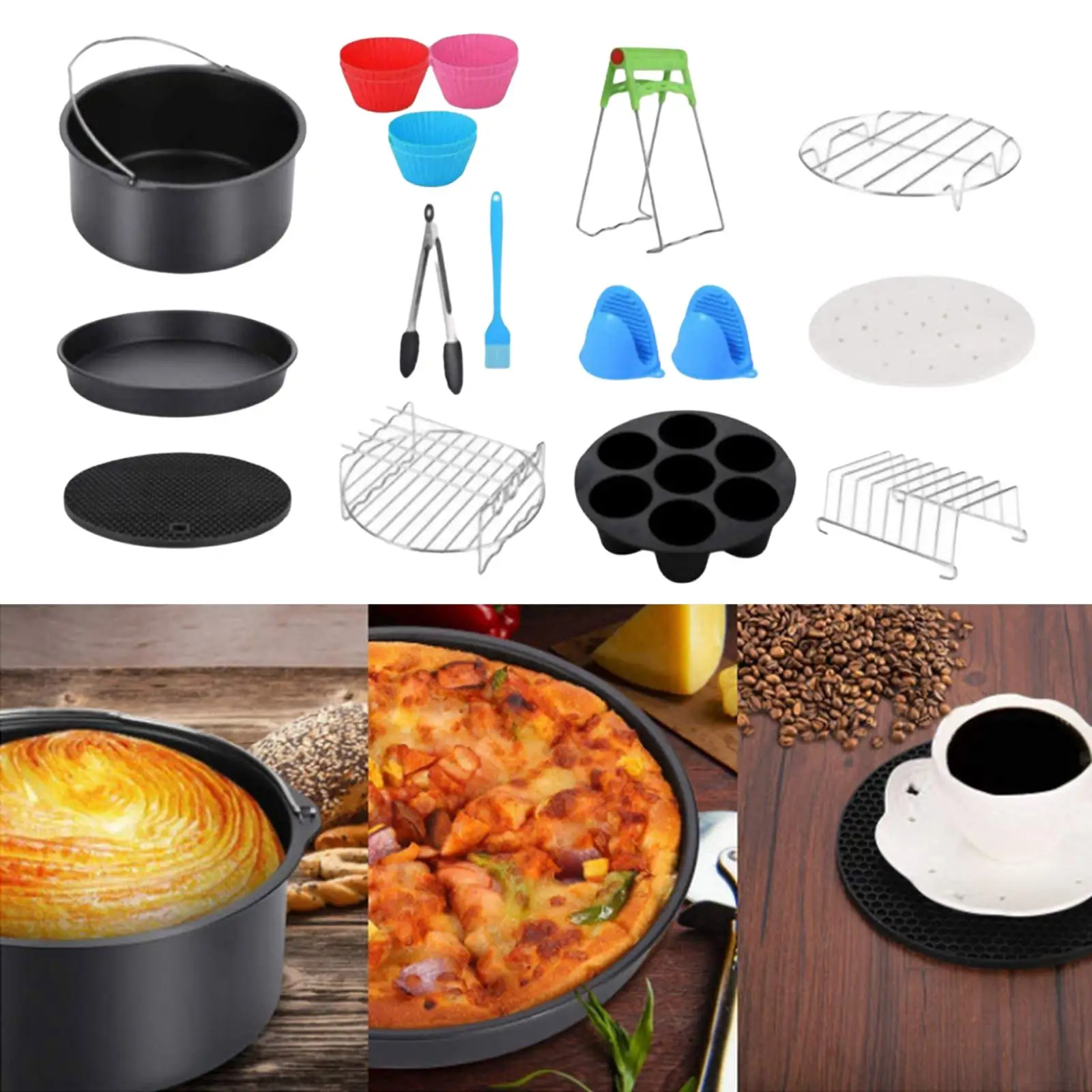 13Pcs 8 inch Air Fryer Accessories Set for 3.8 to 8Qt Food Grade Material