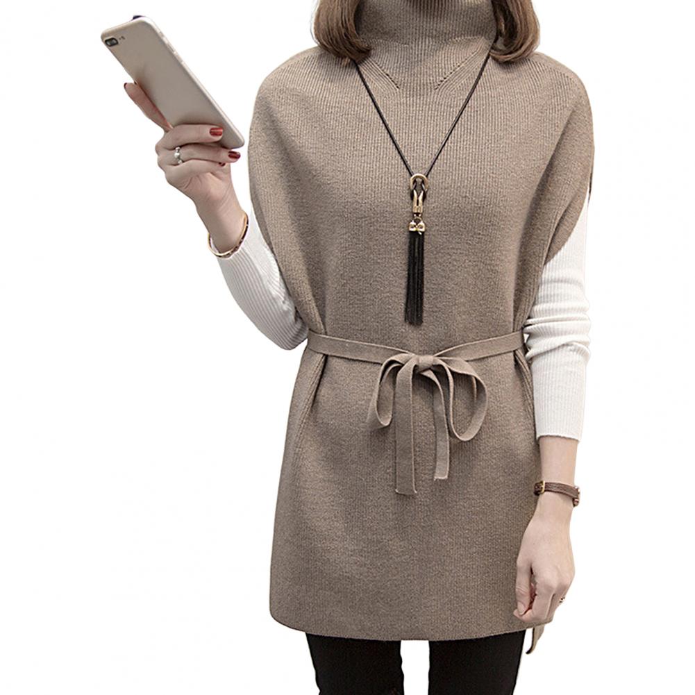 Description Picture 4 of itemWomen Sweater Vest Women's Turtleneck Sweater Vest Pullover Winter Knitted Dress Loose-Fitting Waistcoat Loose Dress Female Tops