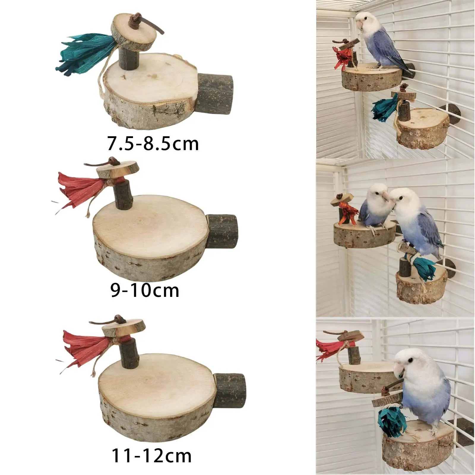 Natural Wood Parrot Perch Stand Cage Accessories Rack Platform Bird Perches for Parakeets Lovebirds Budgies Conure Play Toy