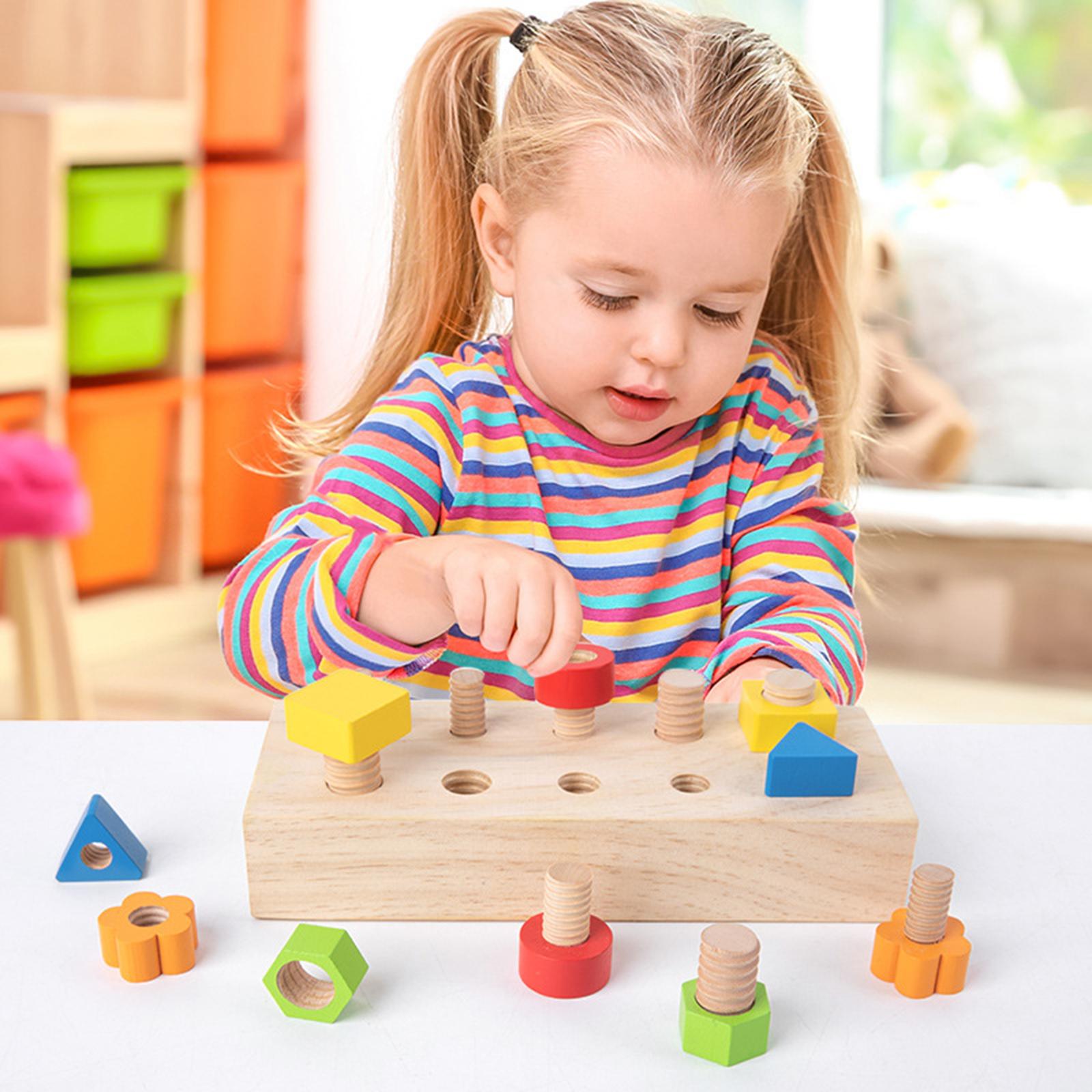 Montessori Toy Twist Screws Wooden NUTS and BOLTS Kit Safe Material Kids Gifts
