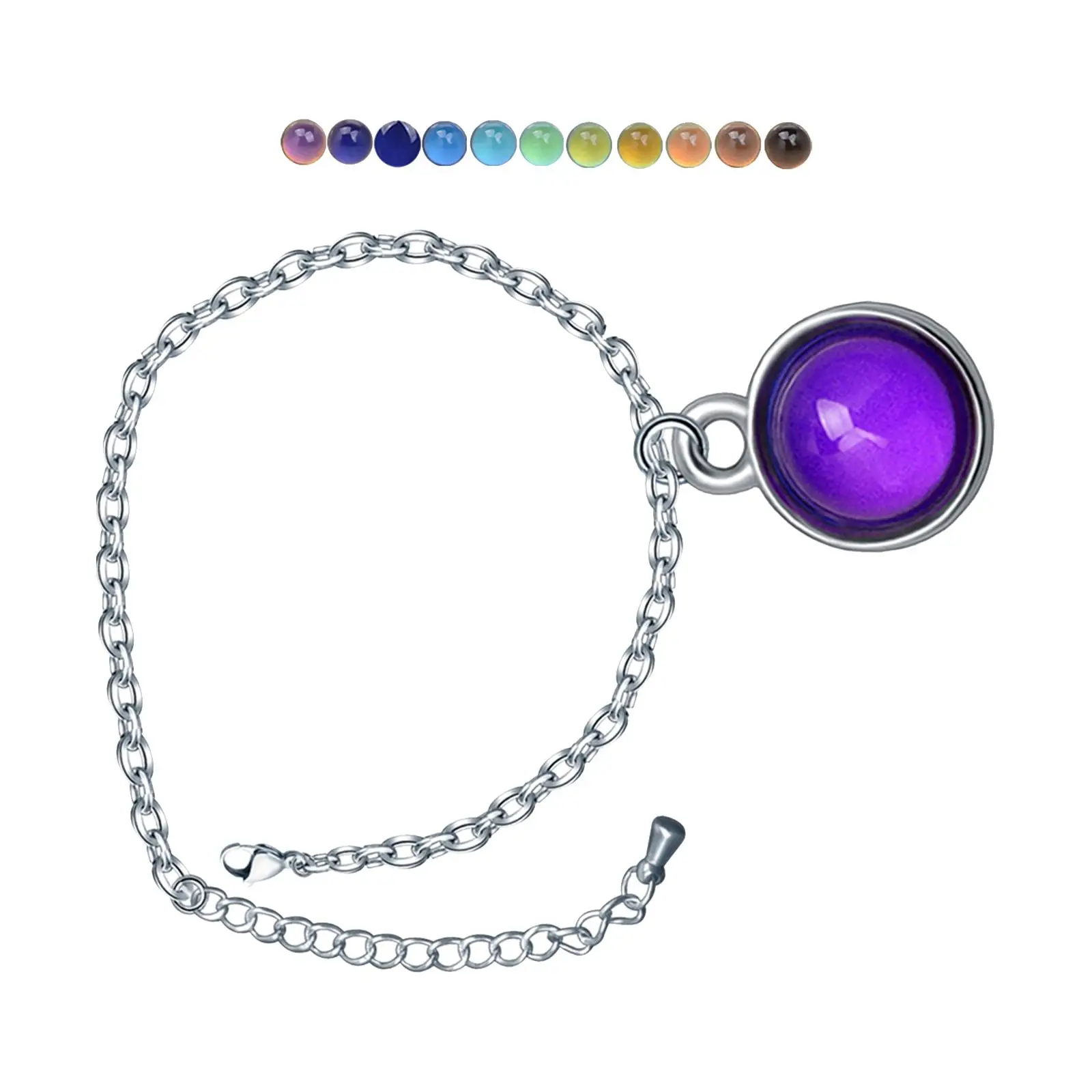 Temperature Sensitive Color Changing Bracelet Alloy Pendant Handmade Jewelry for Thanksgiving Anniversary Wedding Birthday Gift