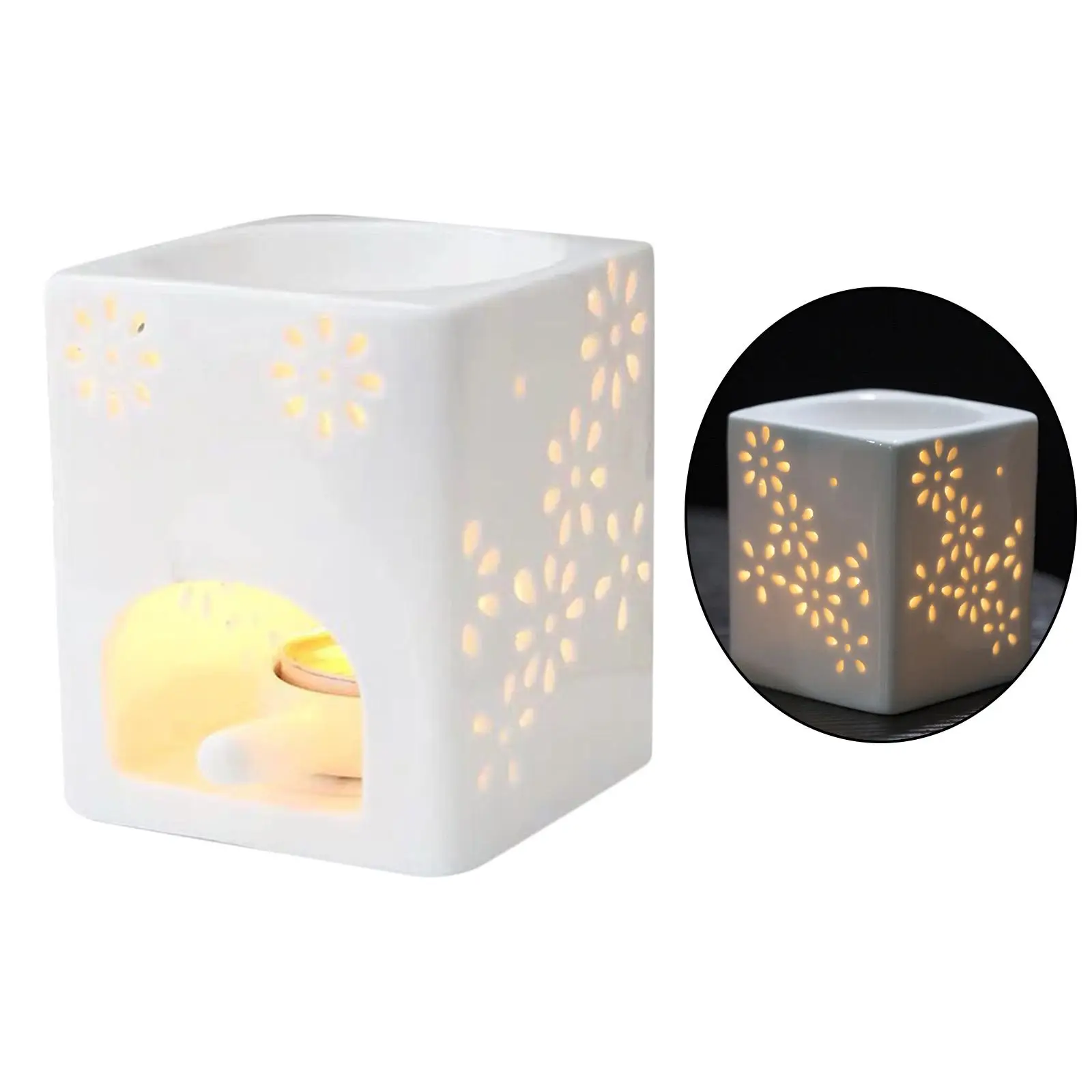 Ceramic Tea Light Holder White Essential Oil Burner Candle  Top with Bowl for  Meditation Home Relaxation