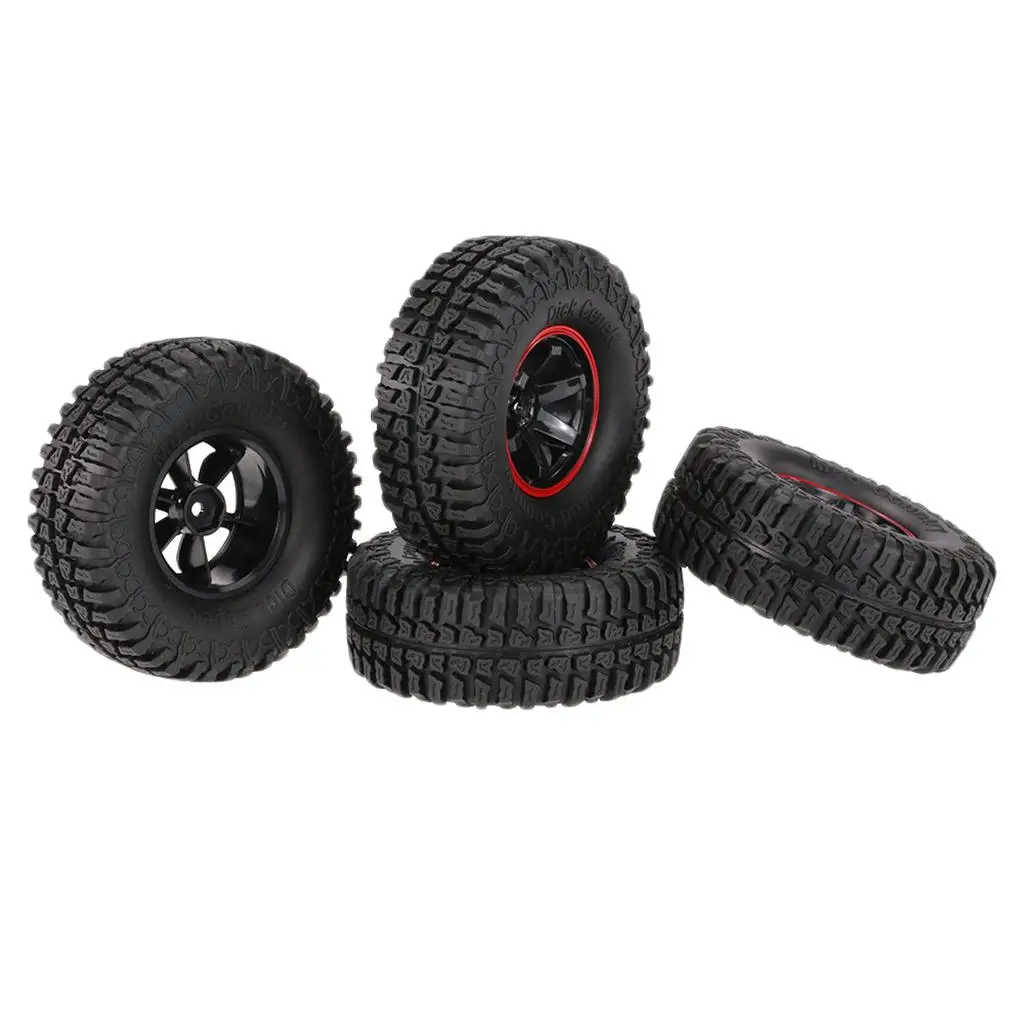 4 Pieces 1.9 Inch Rim And Tire for 1/10 Axial SCX10/10 RC Crawler Car