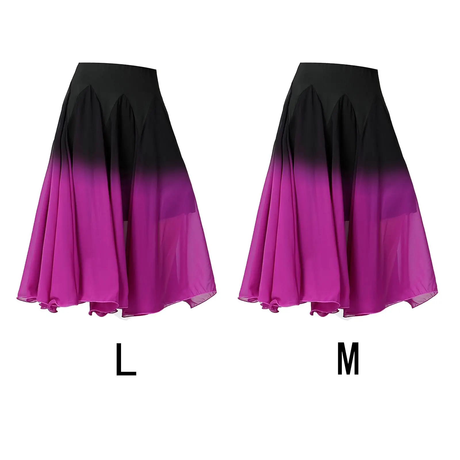 Women`s Ballroom Dance Skirt, Long Swing Skirt Party Dress Fancy Belly Dancing Dress Black Purple Gradient Full Skirt Cosplay