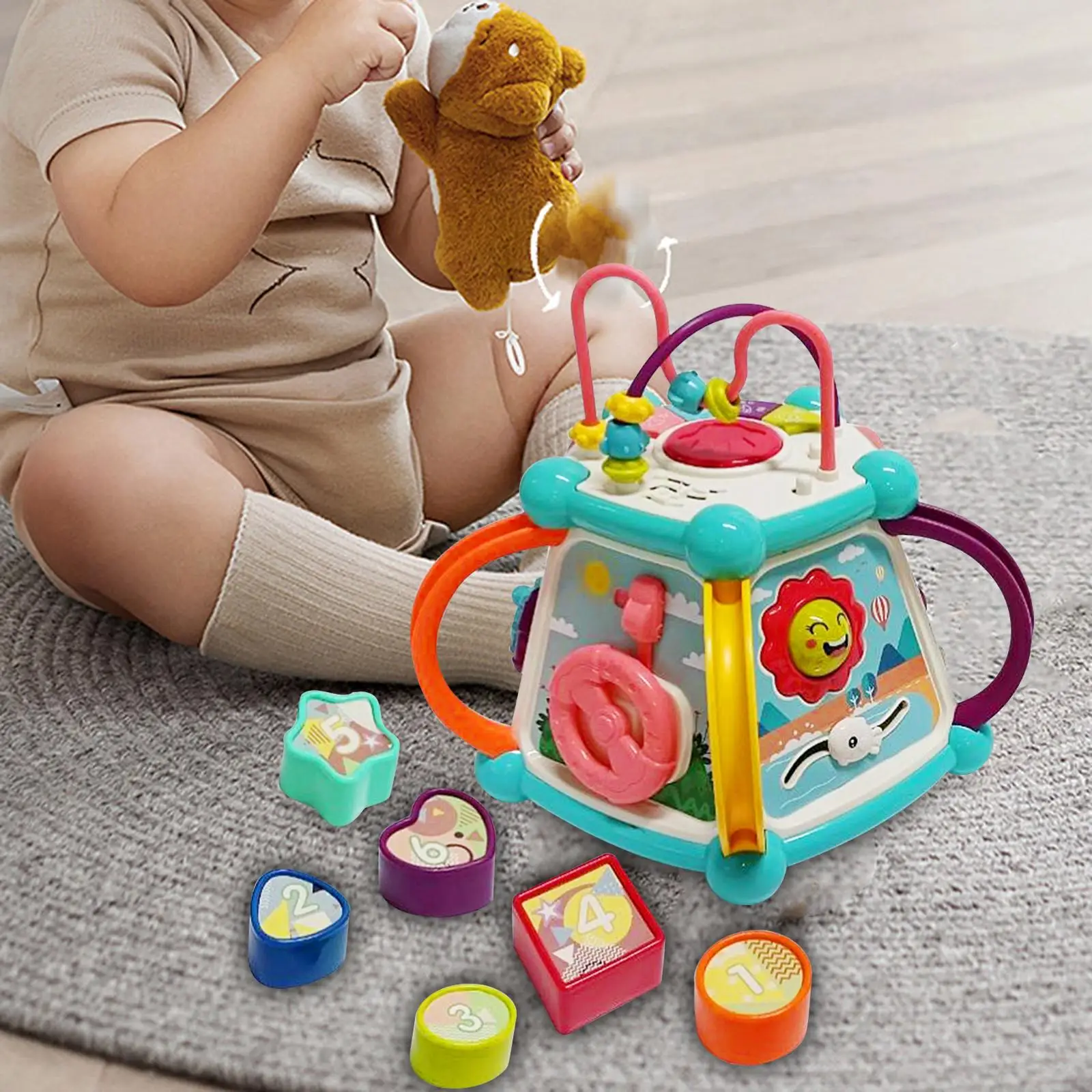 Activity Cube Toy Learning Puzzle Toy for Boys Girls Toddlers Gift