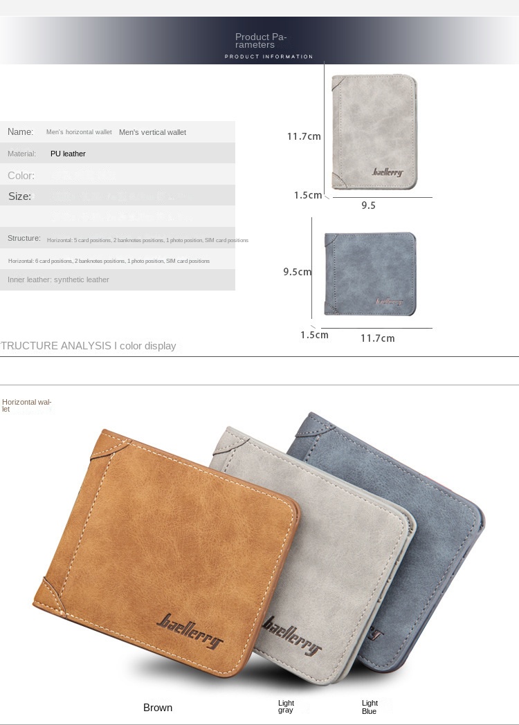 Baellerry Men's Wallets New Arrivals Retro Short Style Hot Sale Matte Wallet High Quality Men's Bags_voghion.com