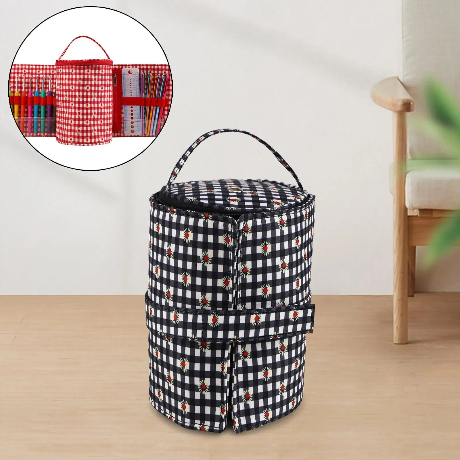 Yarn Storage Organizer Crochet Accessories Knitting Supplies with Handle Portable DIY Tool Knitting Tote Bag Crochet Beginners