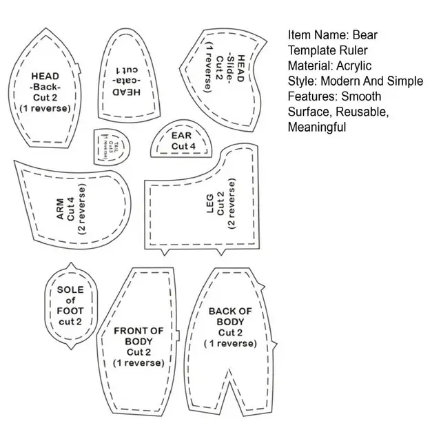 Dream Lifestyle Acrylic Templates for Memory Bear Memory Bear