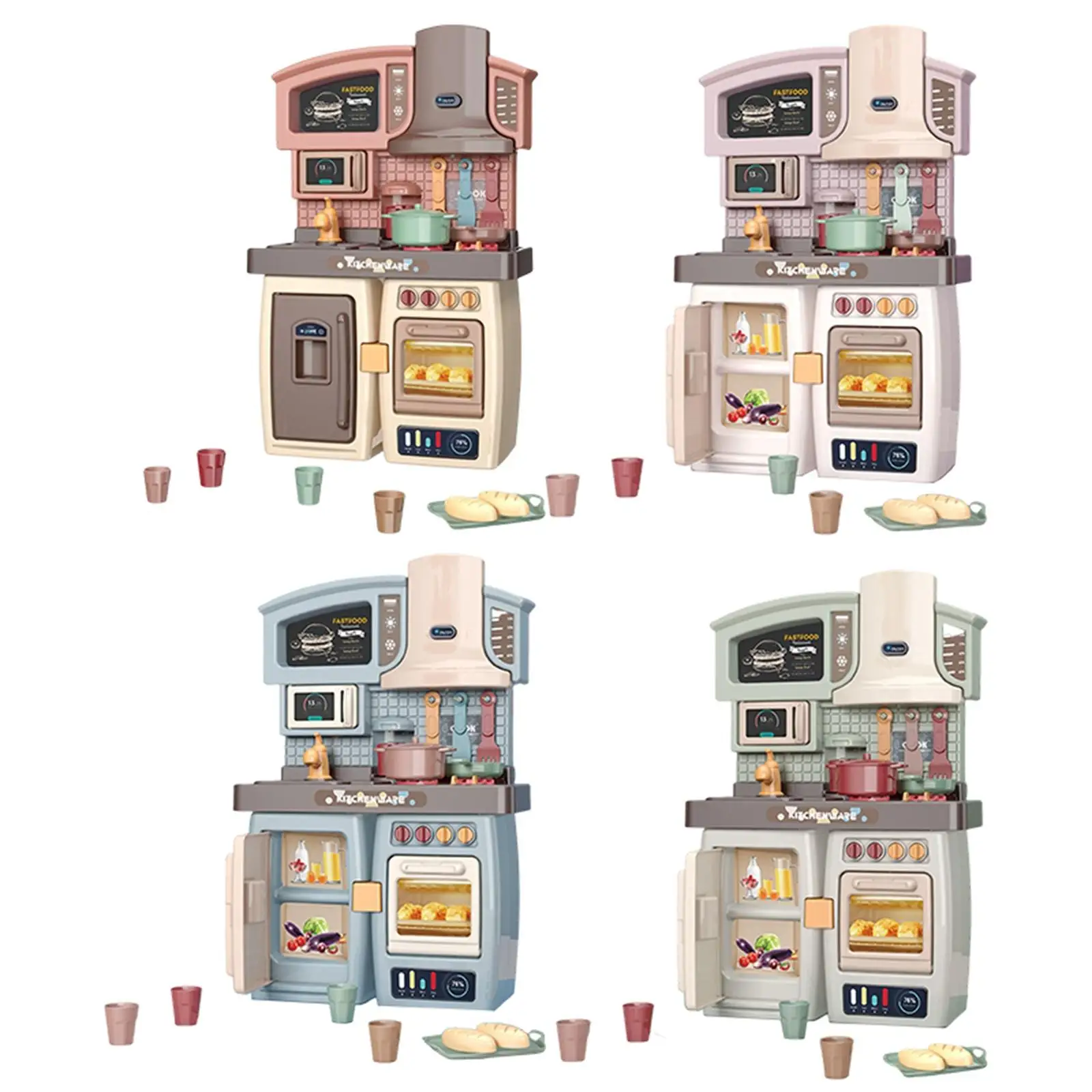 Kids Kitchen Playset Simulation Educational Cook Appliances Play Kitchen Set for Birthday Interactive Game Ceremony Boys Girls
