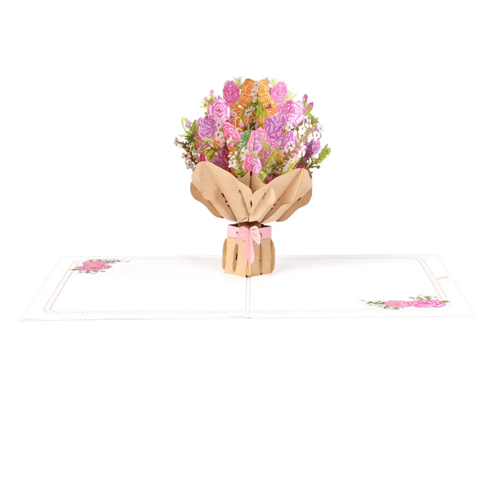 Popup Greeting Card with Note Tag 3D Greeting Card Flower Bouquet Pop up Card Mother`s Day Card for Valentines Birthday New Year