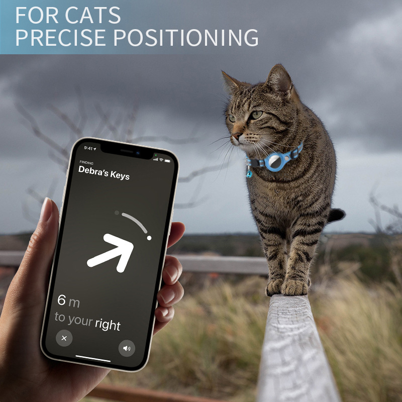 Anti-Lost Cat Collar for Airtag GPS Tracker Protective Case With Bell Reflective Cats Necklace Kitten Accesories Pet Products