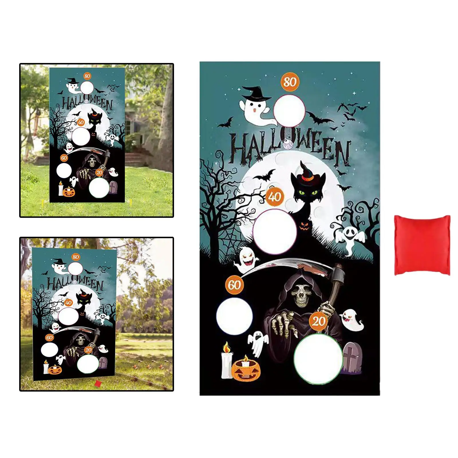 Halloween Toss Games Banner Set Family Party Supplies Camping Game Children Throwing Game Supplies for Party Indoor Outdoor