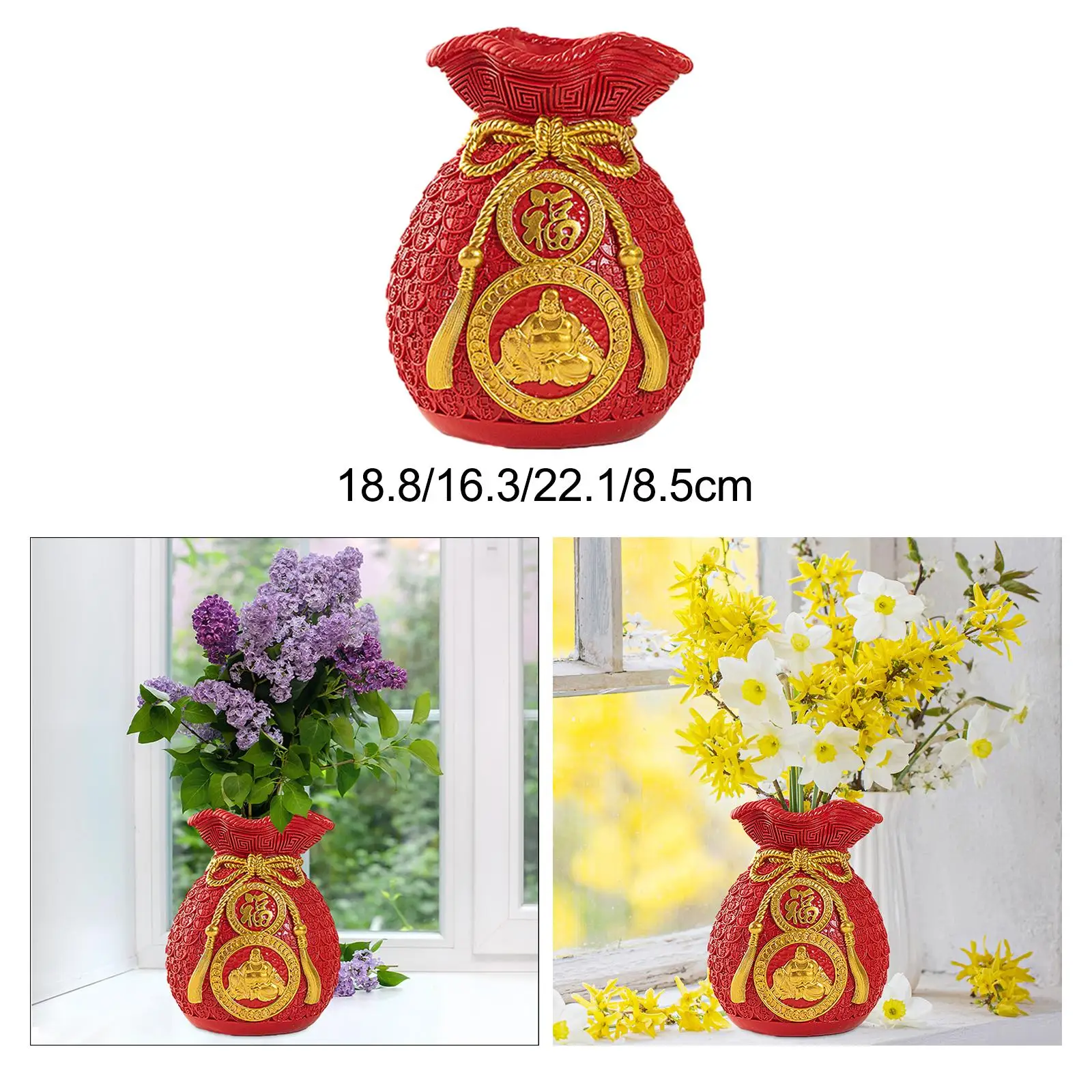 Chinese New Year Feng Shui Blessing Bag Vase Decor Handmade Table Decoration for Congratulatory Gift Multipurpose Lightweight