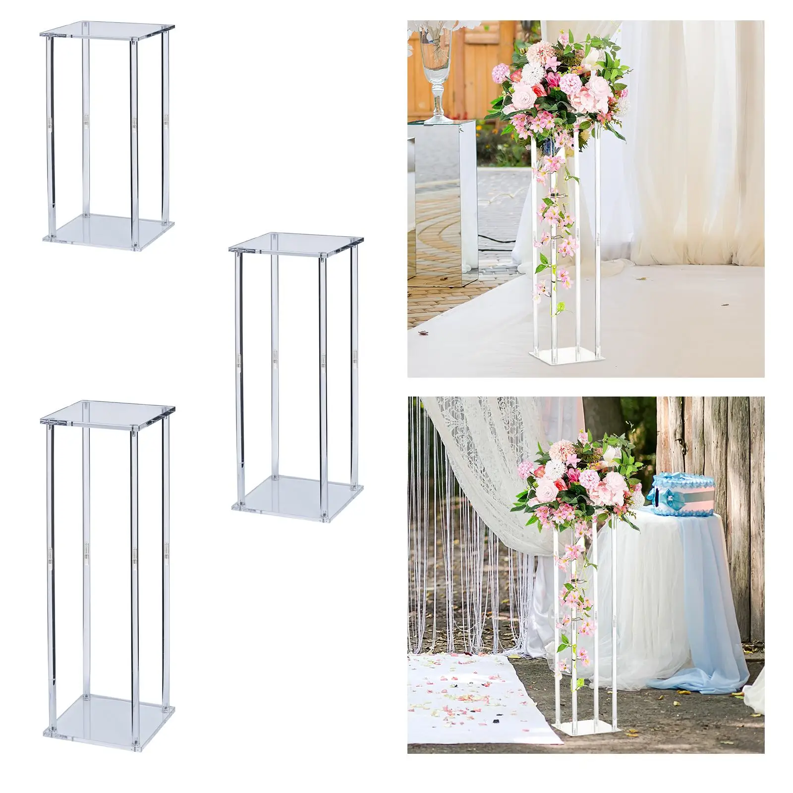Acrylic Vases Wedding Centerpieces Modern Clear Tall Flower Vase for Bridal Shower Party Wedding Dining Table Shelf Desk Decor
