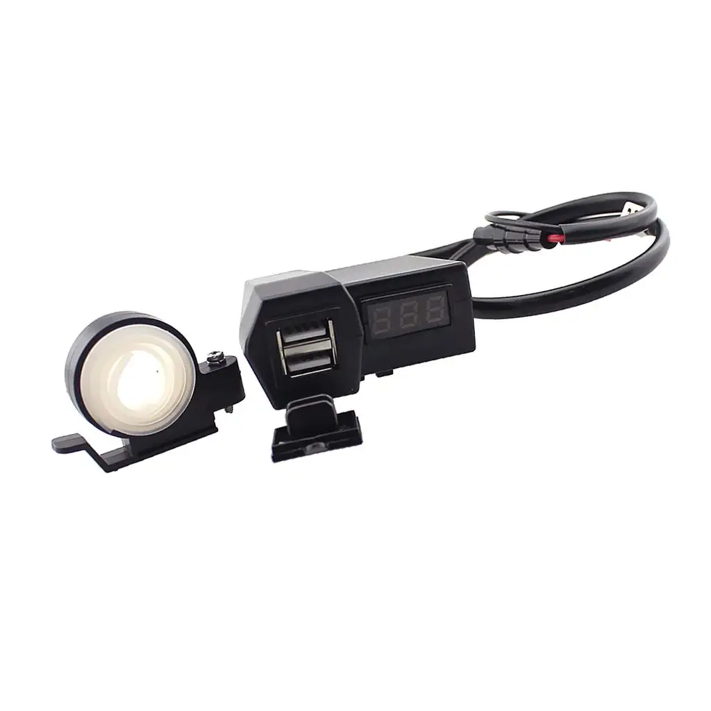 Motorcycle charger with LED voltmeter for mobile phone
