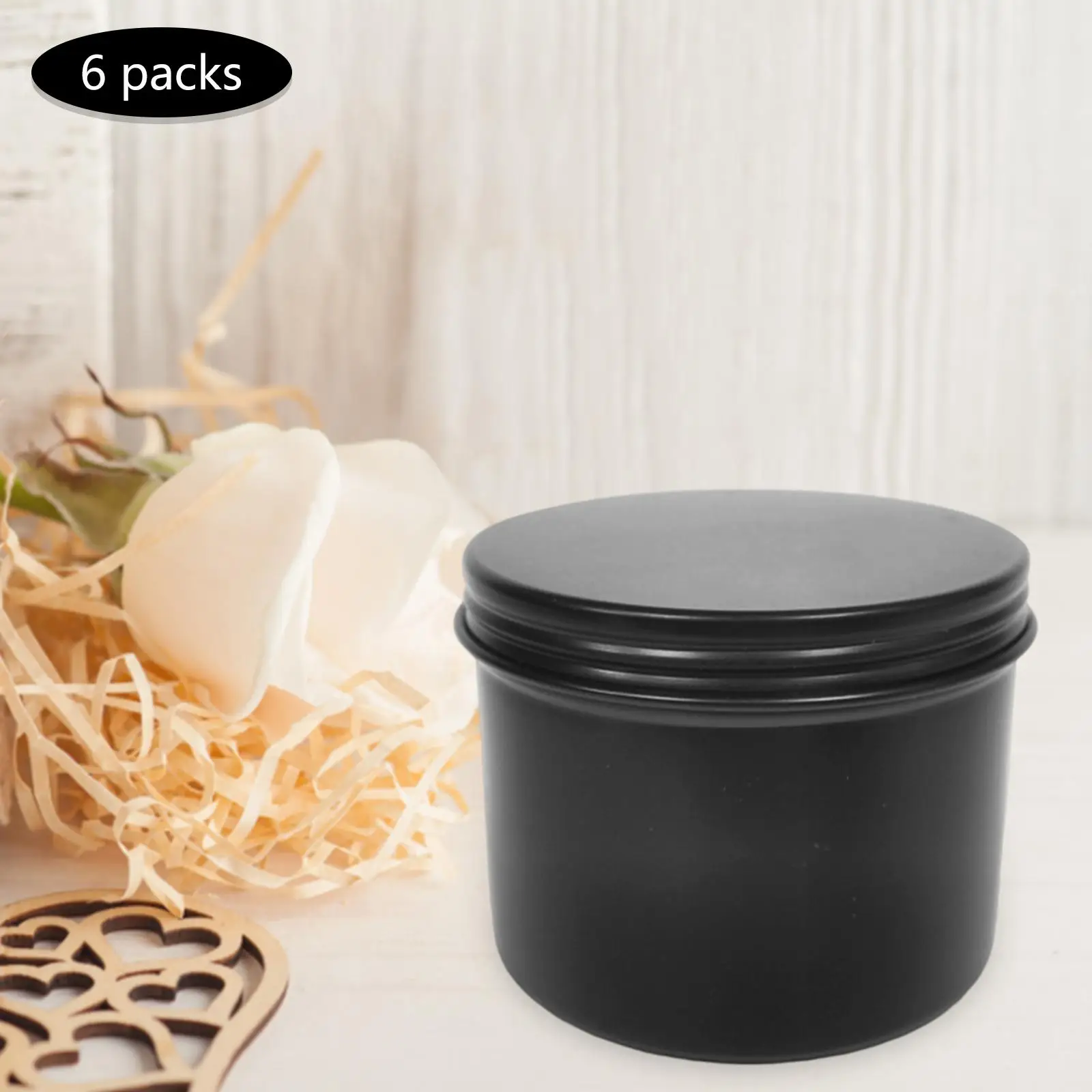 6Pcs Protable Aluminum Box 150ml Wear Resistant Reusable with Buckle  Candle Jar Round Seals Containers for Outdoors 