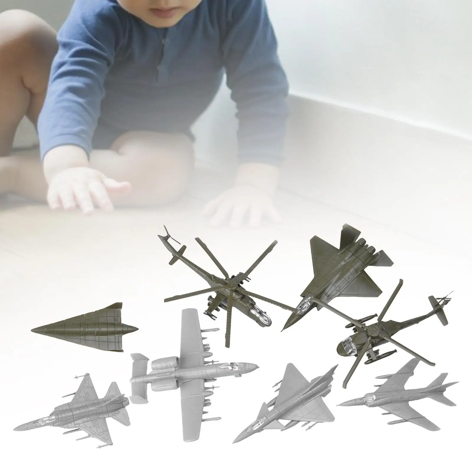 8 Pieces Simulation 4D Fighter DIY Assembled Plane Puzzle Figure Model Static Display Decoration Collectibles Home Ornaments