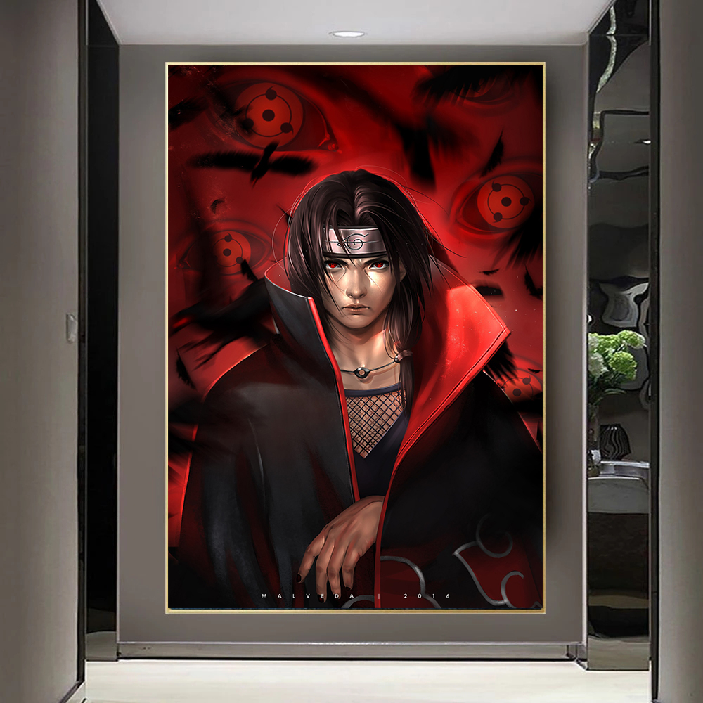 Плакаты Uchiha Itachi, японское аниме Наруто, холст, живопись, настенные  художественные принты, декор для гостиной, роспись, картины | AliExpress