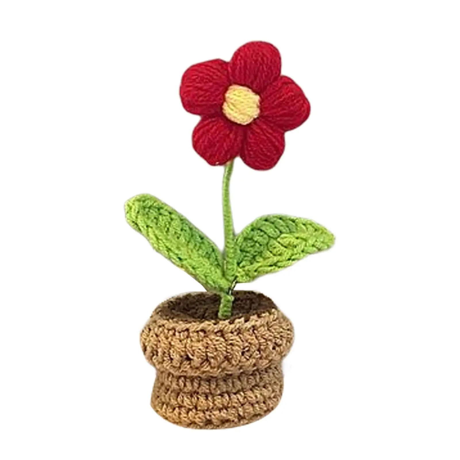  Hand Woven Knitted Flowerpot Flowers Ornament, Accessories Hand Knitting Toy