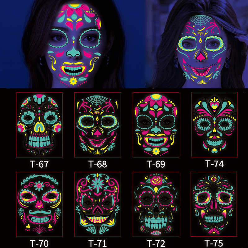 Best of Halloween Tattoos Stickers Costume Party Temporary Festival Face Fluorescent Tattoo For Music Bar Skin Sticker Waterproof Reviews & Tips