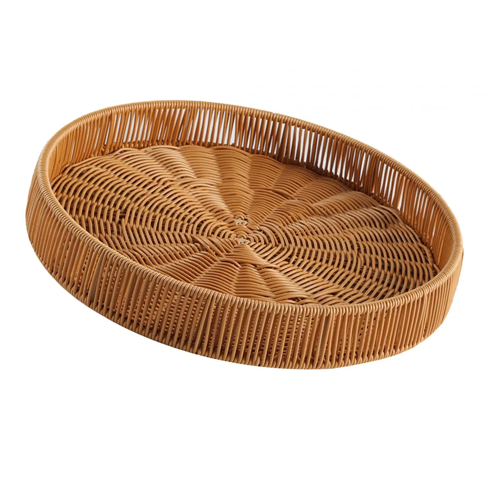 Hand Woven Serving Tray Organizer Rustic Imitation Rattan Tray Ottoman Trays